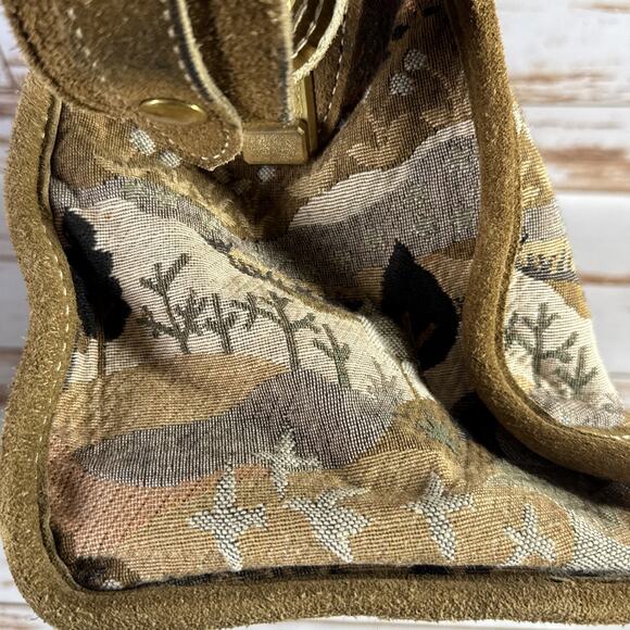 1970s The French Co Unicorn Countryside Vintage Suede and Tapestry Travel Bag - Picture 4 of 9